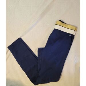 Victoria's Secret Pink Active Leggings size Medium Navy Gold Nwot Athlesure Blue